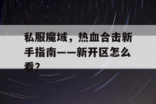 私服魔域，热血合击新手指南——新开区怎么看？