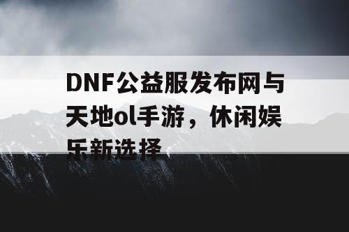 DNF公益服发布网与天地ol手游，休闲娱乐新选择