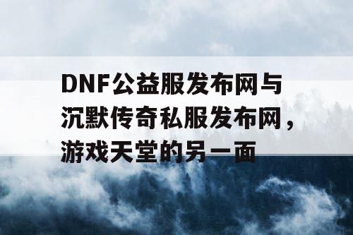 DNF公益服发布网与沉默传奇私服发布网，游戏天堂的另一面