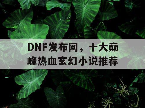 DNF发布网，十大巅峰热血玄幻小说推荐