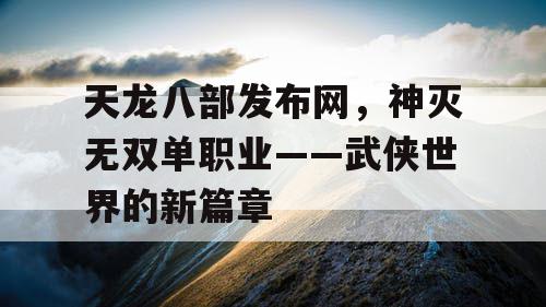 天龙八部发布网，神灭无双单职业——武侠世界的新篇章