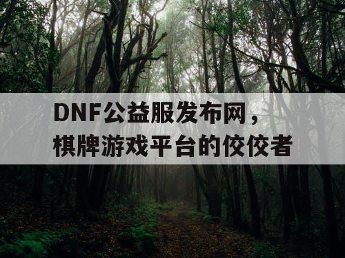 DNF公益服发布网，棋牌游戏平台的佼佼者