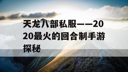 天龙八部私服——2020最火的回合制手游探秘