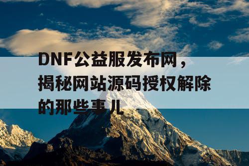 DNF公益服发布网，揭秘网站源码授权解除的那些事儿