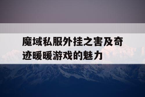 魔域私服外挂之害及奇迹暖暖游戏的魅力