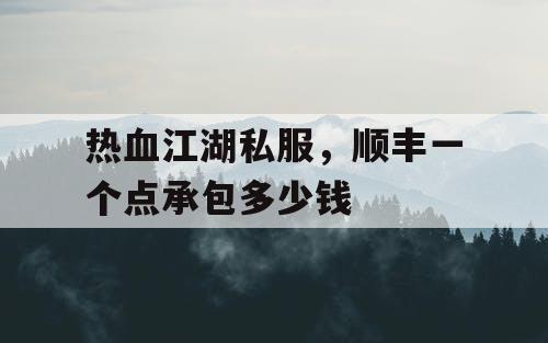 热血江湖私服，顺丰一个点承包多少钱