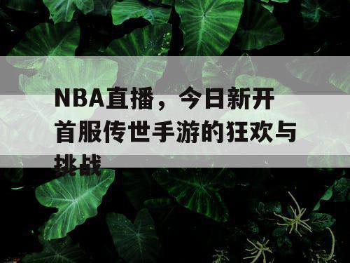 NBA直播，今日新开首服传世手游的狂欢与挑战