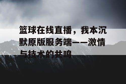 篮球在线直播，我本沉默原版服务端——激情与技术的共鸣