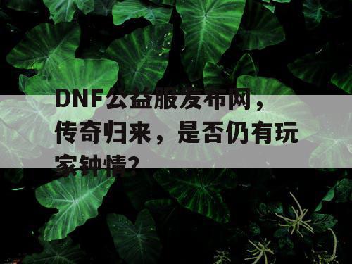 DNF公益服发布网，传奇归来，是否仍有玩家钟情？