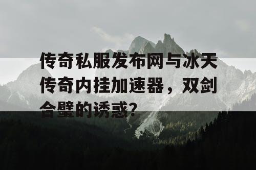 传奇私服发布网与冰天传奇内挂加速器，双剑合璧的诱惑？