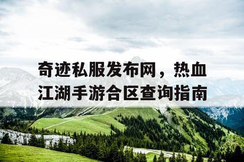 奇迹私服发布网，热血江湖手游合区查询指南