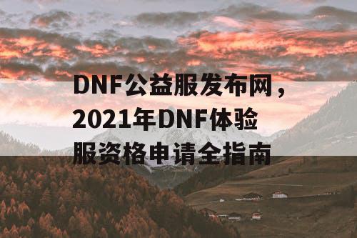 DNF公益服发布网，2021年DNF体验服资格申请全指南