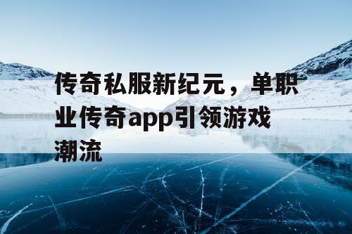 传奇私服新纪元，单职业传奇app引领游戏潮流