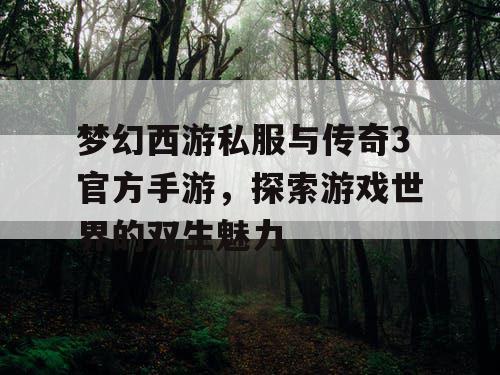 梦幻西游私服与传奇3官方手游，探索游戏世界的双生魅力