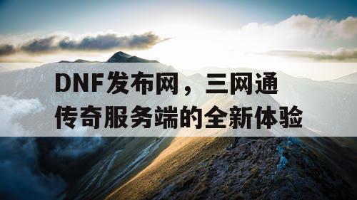 DNF发布网，三网通传奇服务端的全新体验