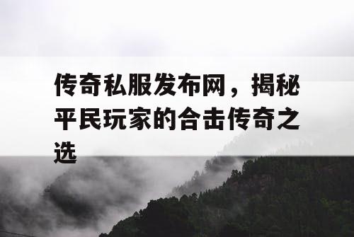 传奇私服发布网，揭秘平民玩家的合击传奇之选