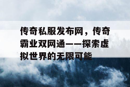 传奇私服发布网，传奇霸业双网通——探索虚拟世界的无限可能