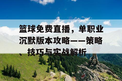 篮球免费直播，单职业沉默版本攻略——策略、技巧与实战解析