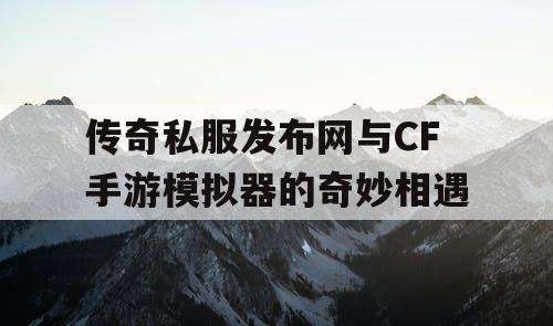 传奇私服发布网与CF手游模拟器的奇妙相遇