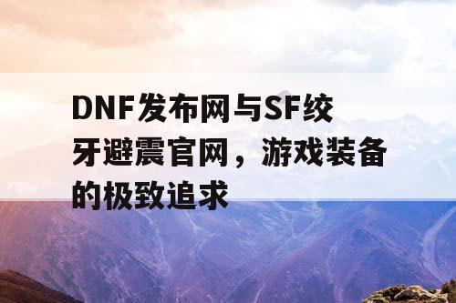 DNF发布网与SF绞牙避震官网，游戏装备的极致追求