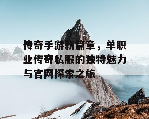 传奇手游新篇章，单职业传奇私服的独特魅力与官网探索之旅