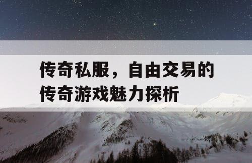 传奇私服，自由交易的传奇游戏魅力探析