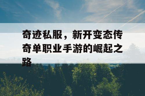 奇迹私服，新开变态传奇单职业手游的崛起之路