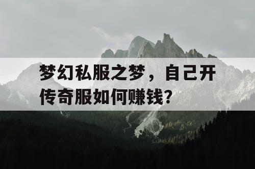 梦幻私服之梦，自己开传奇服如何赚钱？