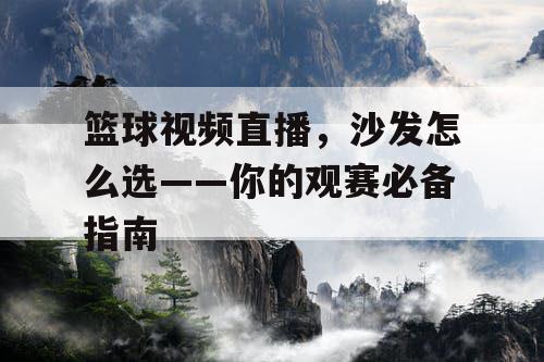 篮球视频直播，沙发怎么选——你的观赛必备指南