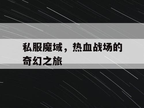 私服魔域，热血战场的奇幻之旅