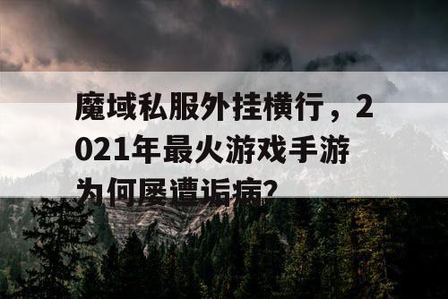 魔域私服外挂横行，2021年最火游戏手游为何屡遭诟病？