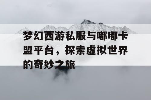 梦幻西游私服与嘟嘟卡盟平台，探索虚拟世界的奇妙之旅