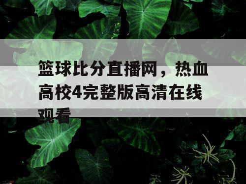 篮球比分直播网，热血高校4完整版高清在线观看
